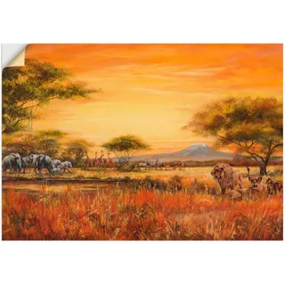 Artland Wandbild »Afrikanische Steppe mit Löwen«, Afrika, (1 St.), als Alubild, Outdoorbild, Leinwandbild, Poster, Wandaufkleber, braun