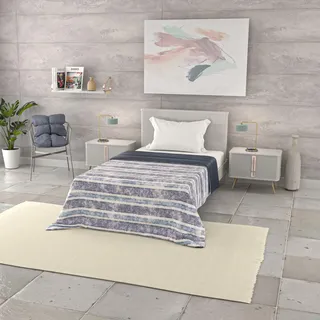 Italian Bed Linen Sommer Steppdecke Basic, Mikrofaser, Jeans Stripes, 160x240cm