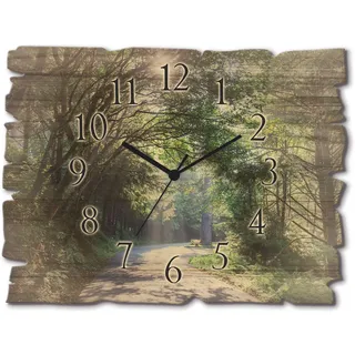 Artland Wanduhr "Holzuhr Sonniger Wald" wahlweise mit Quarz- oder Funkuhrwerk, lautlos ohne Tickgeräusche, grün