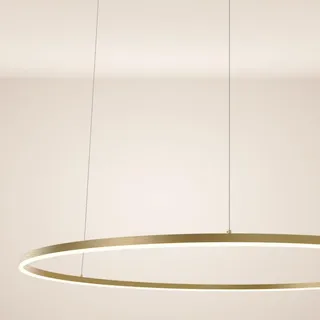 s.luce Led-Hängelampe Ring Gold Ø 120cm , Goldfarben , Metall , Rund , LED integrated , 1.3x3.3x120 cm , Lampen & Leuchten, Innenbeleuchtung, Hängeleuchten, Pendelleuchten