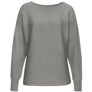 VIVANCE Strickpullover mit U-Boot-Ausschnitt, Fledermausärmel, Streifenoptik, Oversize, grün