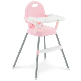 KIKKABOO Spoony, Hochstuhl Baby – Höhenverstellbar, Klappbar, Evolutiv, 3in1 Kindersitz bis 36 Monate mit Abnehmbarem Tablett, Kinderhochstuhl, Rosa