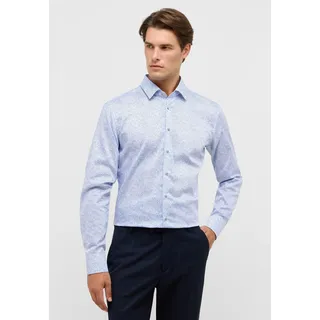 Langarmhemd ETERNA "SLIM FIT", Herren, Gr. 43, Normalgrößen, blau (hellblau), Twill, 100% Baumwolle, schmal, Manschette, Hemden Langarmhemd, NON IRON (bügelfrei)