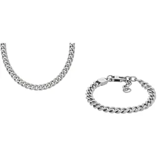 Fossil Herrenkette und Armband Harlow, Silber Edelstahl, Set