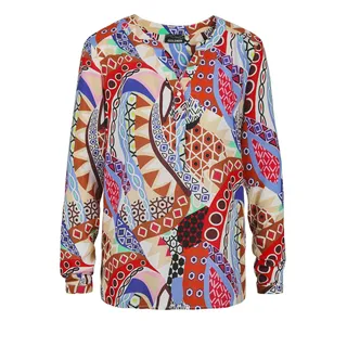 GOLDNER Schlupfbluse "Florale Druckbluse mit V-Ausschnitt" Unikat-Print, bunt, gemustert
