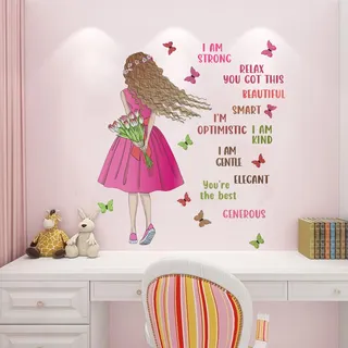 Wandtattoo Kinderzimmer Mädchen Wandtattoo Inspirierendem Zitat Fee Wandsticker Bunte Schmetterling Wandaufkleberr für Mädchen Babyzimmer Wohnzimmer Schlafzimmer Kinderzimmer Hause Wanddekoration