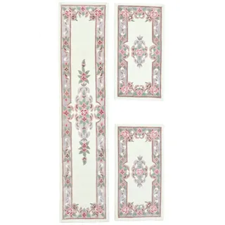 Theko Handtuftteppich Ming Bettumrandung 70x600 cm , Beige , Textil , Floral , Freiform , 70x600 cm , antistatisch , Teppiche und Böden, Teppiche, Hochflorteppiche & Shaggys