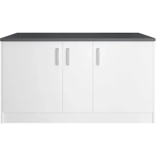 kochstation Kücheninsel »KS-Toronto«, Breite 153 cm, MDF-Fronten, Flaschenregal, weiß