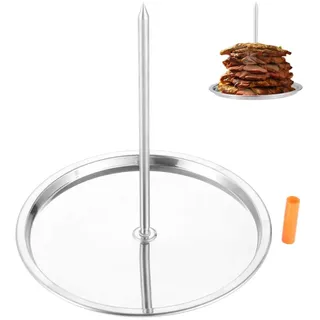 DRELD Vertikaler Grillrost Fleischspieß, Gyrosspieß aus Edelstahl, Vertikaler Spieß BBQ Stand, Brasilianischer Spieß, Dönerspieß Grill vertikaler Spieß für Truthahn Huhn Steak Kebab (19 x 19 x 21 cm)