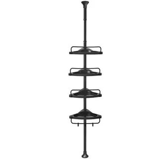 Duschregal , Schwarz , Metall, Kunststoff , 35x85-305x25 cm , höhenverstellbar , Badezimmer, Baden & Duschen, Duschregale & Duschablagen