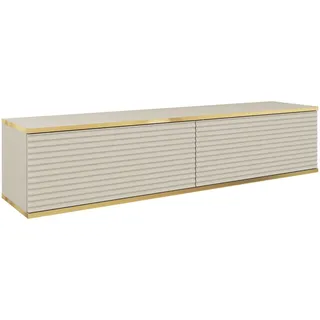 Hängendes TV Schrank - Modernes Design mit Push-to-Open-Funktion. Farbe: BEIGE, D: L: 135 cm, H: 30 cm, T: 32 cm. TV Lowboard, TV Board, TV Sideboard Hängend, Wandschrank hängend - Beige