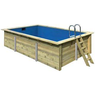 Karibu Rechteckpool »Malta BxLxH: 353x530x124 cm« 44 mm starke kesseldruckimprägnierte Holzbohlen aus Fichtenholz