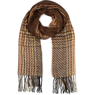 styleBREAKER Strickschal "Feinstrick Schal Zick-Zack gestreift" 1 Stk., braun, beige