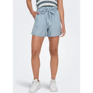 Shorts ONLY "ONLBEA SMILLA HW PB LOOSE DNM SHORTS", Damen, Gr. XS (34), N-Gr, blau (light blau denim), Web, Obermaterial: 65% Baumwolle, 35% Lyocell, unifarben, regular fit, Hosen Shorts, im Denim Look