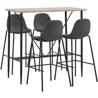 vidaXL 5-tlg. Bar-Set Stoff Dunkelgrau