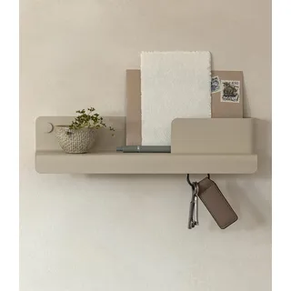Kazai. Schlüsselbrett 'Holmsen' | Minimalistisches Schlüsselhaken-Design aus Berlin | Moderner Schlüsselhalter mit Ablage aus Metall | Schlüsselregal als Flur Möbel für die Wand | Taupe