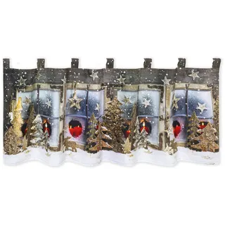 Delindo Lifestyle Winterlandschaft Scheibengardine Schlaufen 120 x 45 cm Mehrfarbig 1 Stk.