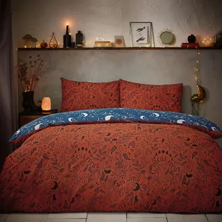 furn. Witchy Vibes Bettwäsche Set (Rost - Super King) | Wendbar Herbstlich Botanisch Halloween Pflegeleicht Baumwollmischgewebe Bettwäsche
