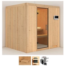 Bild Sauna »Dima«, (Set), 3,6-kW-Plug & Play Ofen mit externer Steuerung, beige