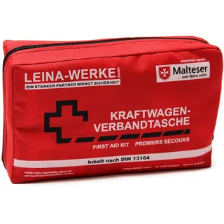 Leina-Werke REF 11008 Leina Kfz-Verbandtasche Compact, Inhalt DIN 13164, rot