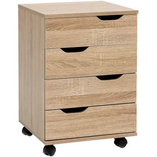 Mid.you Rollcontainer , Eichefarben , Holzwerkstoff , 4 Schublade(n) Schubladen , 40x60x40 cm , griffloses Öffnen , Büromöbel, Schreibtischcontainer, Rollcontainer