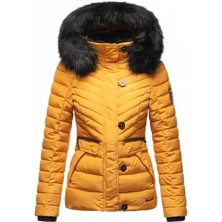 Navahoo Damen Winter Jacke Stepp Winterjacke Mantel Kunstfell Kapuze Wisteriaa Gelb Gr. 36 - S