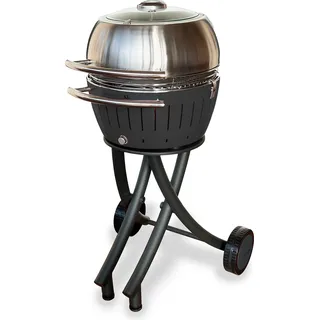 LotusGrill XL Gartengrill Set Anthrazitgrau - Grillwagen mit Grillhaube XL aus Edelstahl - Grau