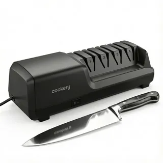 Cookery Messerschärfer Elektrisch 4-Stufen Elektrischer Messerschleifer für alle Messer | Diamant Profi Messerschleifmaschine zum Schärfen & Schleifen von Küchenmessern | Messerschleifgerät