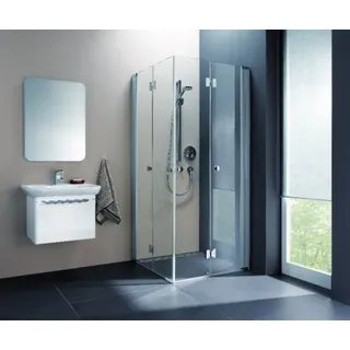 Koralle Eckdusche Pendelfalttür-Halbteil myDay EFTS R 75, 715-735x2000mm, VB01307520AP1, Duschkabine: Rahmen: Silber matt, Glas: ESG GlasPlus