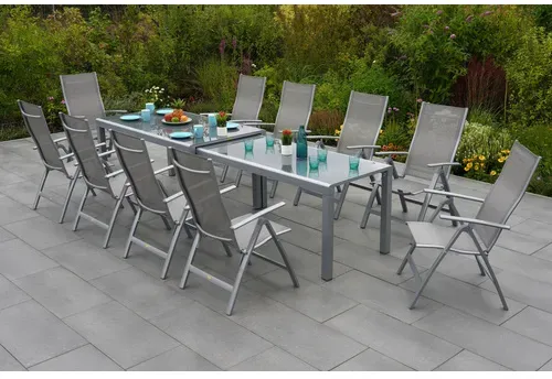 Bild von Taviano Garten-Essgruppe 11-tlg. silber/diamantbraun