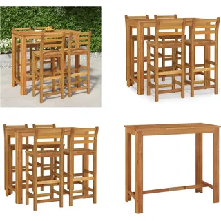 vidaXL 5 tlg. Gartenbar Set Massivholz Akazie - Garten-Bar-Set - Gartenbar-Sets - Outdoor-Bar-Set - Outdoor-Bartisch Und Stühle - Braun
