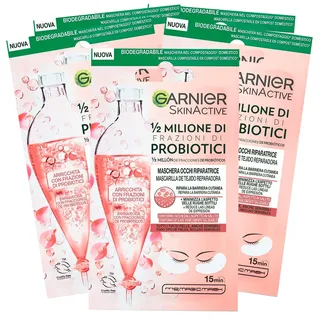 Garnier SkinActive Augenmaske zur Reparatur 1/2 Millionen Fraktionen von Probiotika für alle Hauttypen, minimiert feine Falten aus biologisch abbaubarem Stoff - 5 Packungen mit je 1 Anwendung