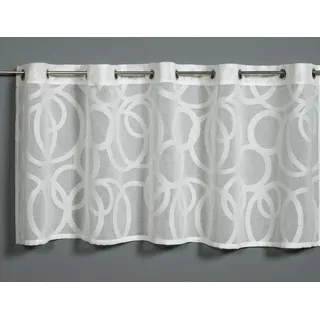 Gardinia Sehlbach Bistrogardine Scherli Kreise, Weiß, 135 x 50 cm Bistrogardine, Elegantes Muster, Blickdicht, Lichtdurchlässig, Ösenaufhängung, Stilvolle Dekoration