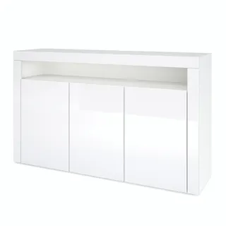 Vladon Sideboard Valencia Weiß Hochglanz / Weiß Hochglanz , Holzwerkstoff , 155x92x40 cm , Kleinmöbel, Kommoden, Sideboards