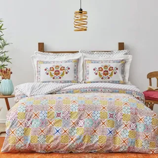 KARACA Home Lumina rı Doppelbettwäsche, Bettbezug 200 cm x 220 cm, Bettlaken 240 cm x 260 cm, Kissenbezüge 50 cm x 70 cm, Komfort Dank Ihres Weichen Gewebes