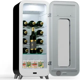 Klarstein Freistehender Weinkühlschrank 1 Zone, Getränkekühlschrank Klein, Kleiner Weinschrank, Wein-Kühlschrank Klein mit Glastür, Indoor/Outdoor Flaschenkühlschrank, Wine Fridge, 15 Flaschen - Schwarz