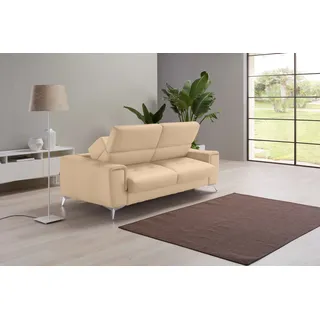 Egoitaliano Schlafsofa »Francine Designsofa, Loungesofa mit Dauerschlaffunktion, Breite 233 cm« mit Bettfunktion, Leder »BULL« champagner, Fußfarbe chrom, beige