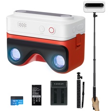 KanDao 3D-Kamera, 3D Sofortbild-Digitalkamera, 180 Grad stereoskopische Kamera, 3D-Videokamera für VR-Gerät mit 2,54-Zoll-Touchscreen, QooCam EGO, Weißes, Reise-Kit
