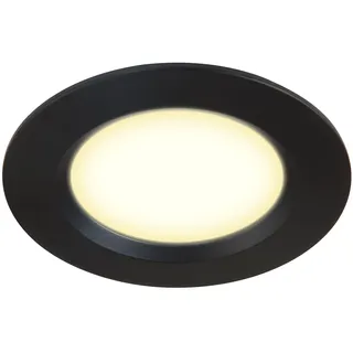 HCFEI 1 Stück Möbelleuchte 12V ultra flach 3W LED-Einbaustrahler 55mm Lochausschnitt mit 2M Kabel IP44 Deckenspot für Spiegelschränke, Vitrinen, Möbel und Schränke (Schwarz 3000K)