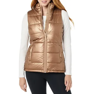 Amazon Essentials Damen Mittelschwere Daunenweste mit Reißverschluss, Metallisches Taupe, S