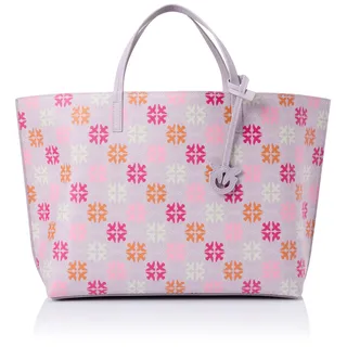 Pinko Damen Shopping Großes Leder Logo Print Tasche, wn2q_lila/fuchsia/weiß-antique go