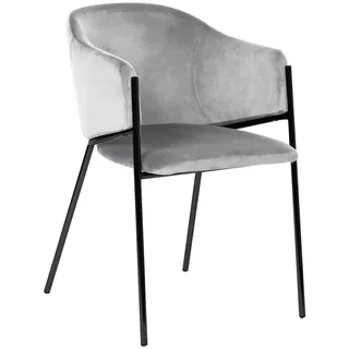 Livetastic Armlehnstuhl , Schwarz, Hellgrau , Metall, Textil , Rundrohr , 53x77x60 cm , inklusive Armlehnen , Esszimmer, Stühle, Polsterstühle