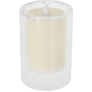 NO DISPONIBLE LED-Kerze im Glas mit Glas-Effekt, echtes Feuer