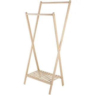 Beliani Kleiderständer Tannenholz hellbraun 155 cm Denver , Hellbraun , Holz , 64x155x47 cm , Garderobe, Garderobenständer