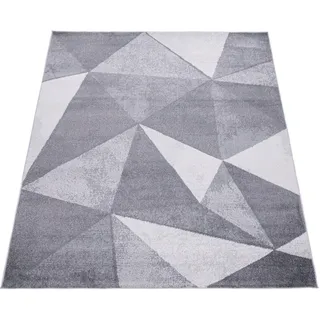 Paco Home Teppich Wohnzimmer Kurzflor Vintage Stil Abstrakt Modernes Geometrisches Rautenmuster Design, Grösse:120x160 cm, Farbe:Grau