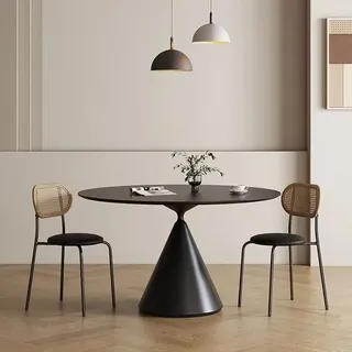 360Home Runder Esstisch Keramik Metallbeine Esszimmertisch Küchentisch Tisch Ø 120cm*75 cm schwarz - Schwarz