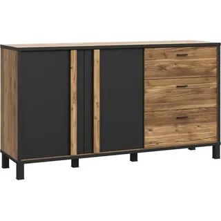Furniture24 Kommode Hayato HYTK231L Sideboard Schubladenschrank 2 Türen 4 Schubladen - Grau, Weiß, Gelb