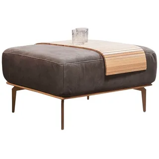 W.Schillig Polsterhocker »run«, mit Holzsockel, Füße in Bronze pulverbeschichtet, Breite 75 cm, braun