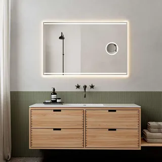 Loevschall Badspiegel »Focus, Spiegel mit Beleuchtung, Integrierter Schminkspiegel« LED licht, Dänisches Design, Lichtspiegel, x5 Vergrößerung, weiß