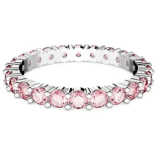Swarovski Matrix Ring, Rhodinierter Damenschmuck mit Rosa-violetten, Strahlenden Swarovski Kristallen
